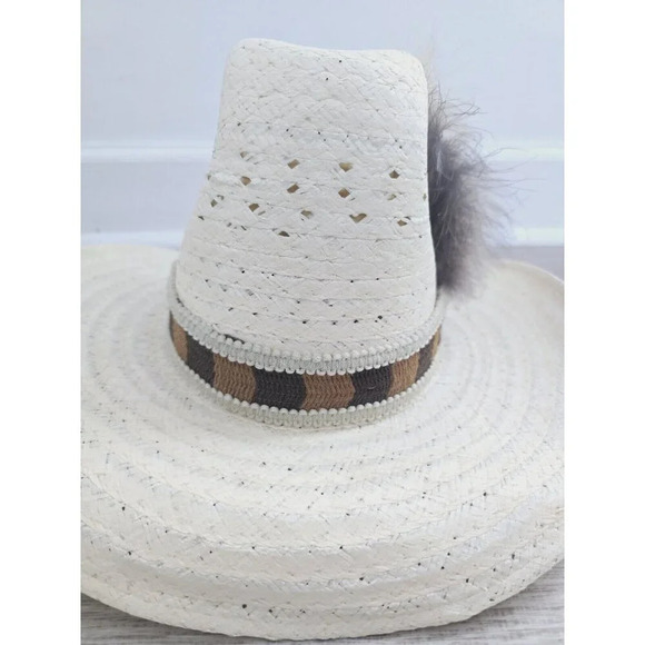 JA Miller CO Straw Woven Feather Rodeo Cowboy Cowgirl Rancher Boho Western Hat 7 - Picture 11 of 11